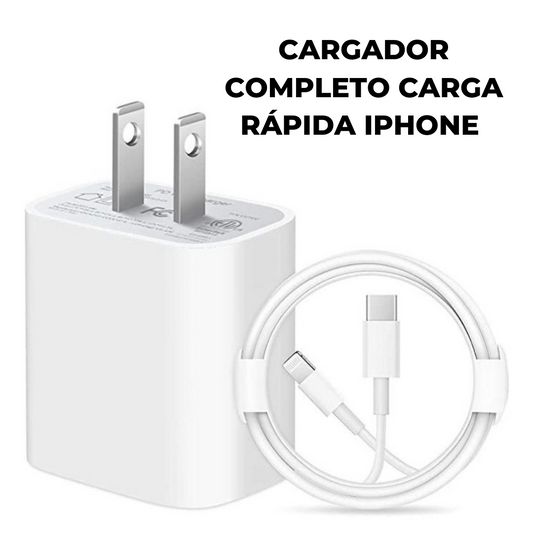 CARGADOR COMPLETO IPHONE CABLE Y CABEZA DE CARGA RAPIDA